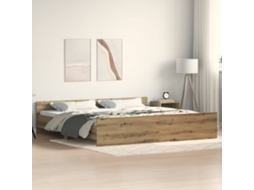 Vidaxl Estrutura Da Cama Carvalho Artesanal 203 X 203 X 50 Cm