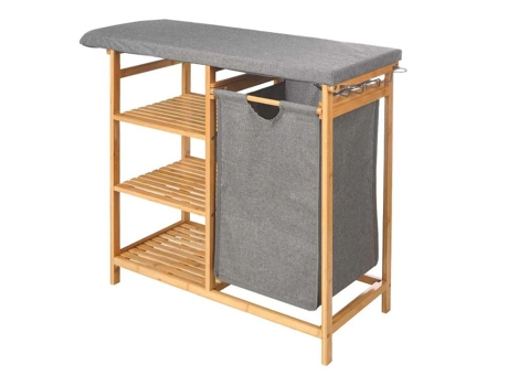 Tábua de passar roupa de bambu com gavetas, cinza, 34x111x82cm Maderterraneo
