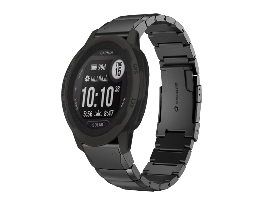 Bracelete Para Garmin Instinct 2 Solar - Aço Inoxidável - Estampa De Casco De Tartaruga (22mm) Preto