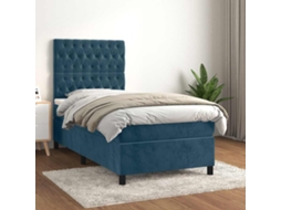 Vidaxl Cama Com Molas/colchão 80x200 Cm Veludo Azul-escuro