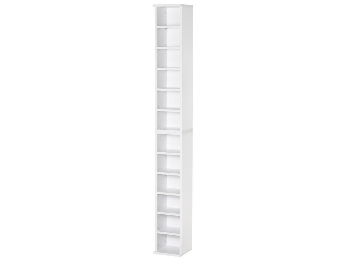 Estante para Cd Melamina de Madeira Cor Branco 21x22,5x88,5cm Homcom