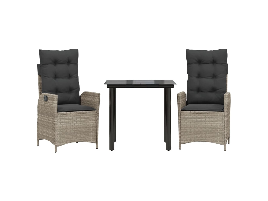 Conjunto de Jantar 3 Pcs para Jardim com Almofadões Cinzento Claro MAISON EXCLUSIVE (3 pcs)