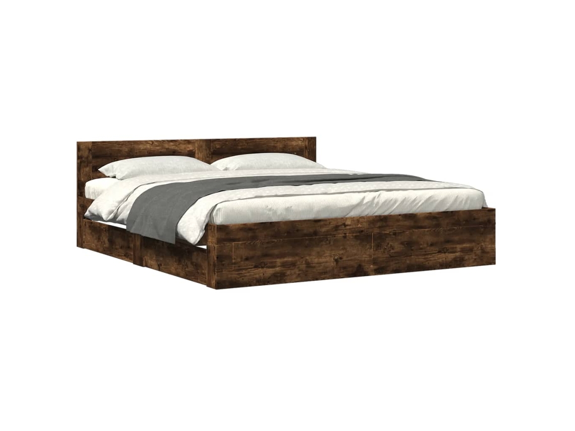Bed Frame, Bed Frames Vidaxl Marrom Madeira Processada (180 X 200 Cm)