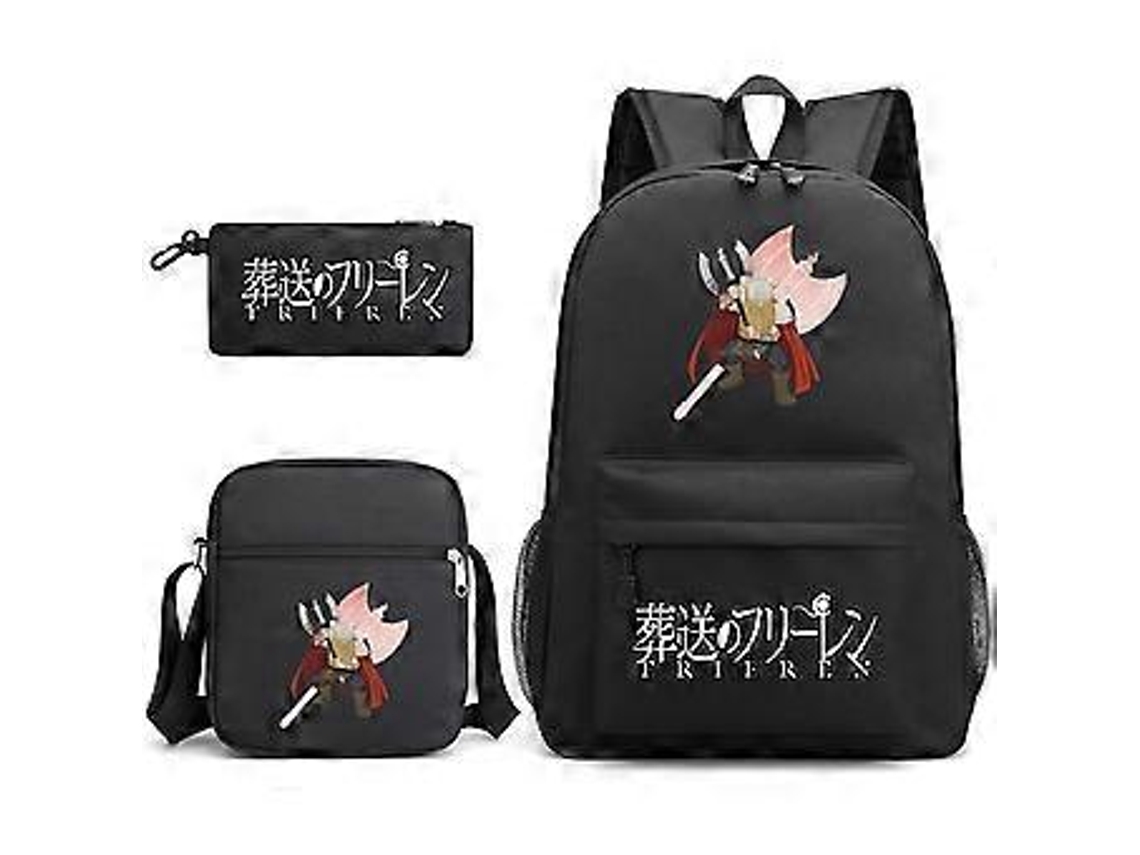 Pretendente Além Do Fim Da Jornada Conjunto De Mochila Escolar, Estojo E Bolsa Ombro _33 Aquaforge (três Peças)