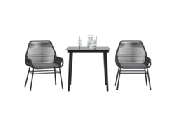 Vidaxl 3 Pcs Conjunto Jantar Jardim Almofadões Vime Pe Vidro Preto