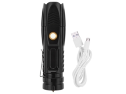Rebe-lanterna Led P90 Impermeável Exterior Luz Forte Carregador Usb Zoom Telescópico Com Clip De Caneta Cone De Segurança Preto