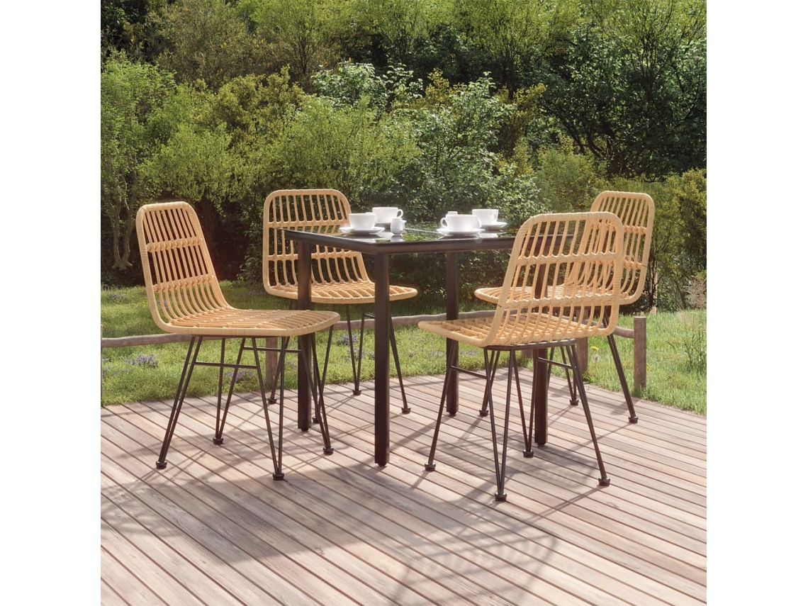 Vidaxl 5 Pcs Conjunto De Jantar P/ Jardim Vime Pe