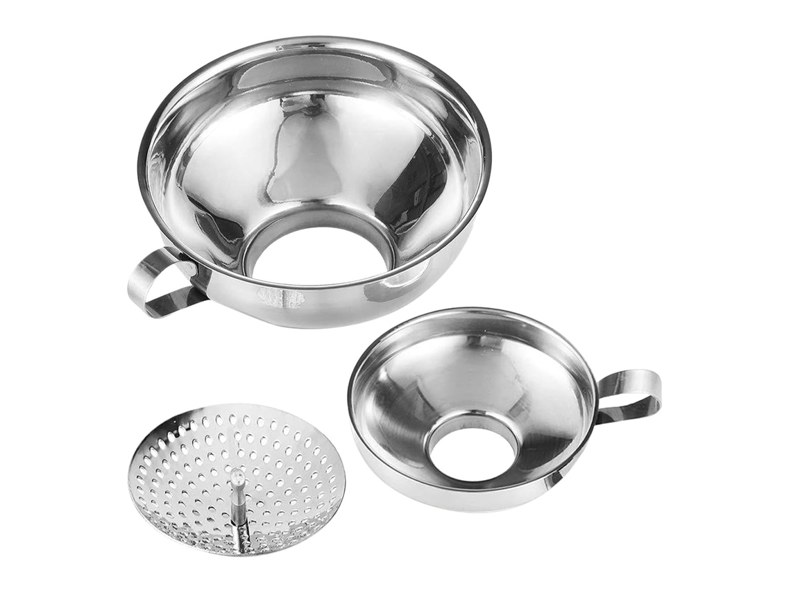Funil De Cozinha Aço Inoxidável 3 Peças Com Boca Larga