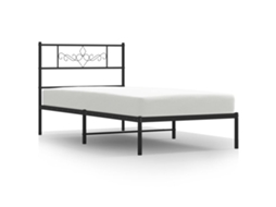 Estrutura de Cama com Cabeceira 90x190 Cm Metal Preto MAISON EXCLUSIVE