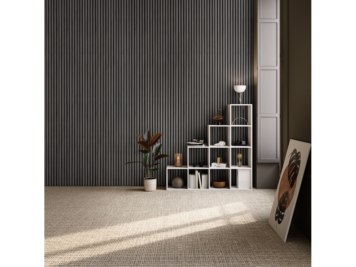 Tectake 2 Unidades, Painéis De Parede, Mdf E Madeira Autêntica, Fonoabsorventes, 110x50x1,8 Cm, Fácil Instalação, Carvalho Preto