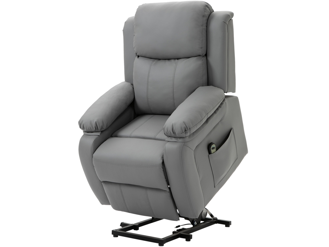 Cadeira Relax Lift 76x90x105 Cm com Reclinação Elétrica 160°, Apoio para os Pés Cinza | S/MARCA
