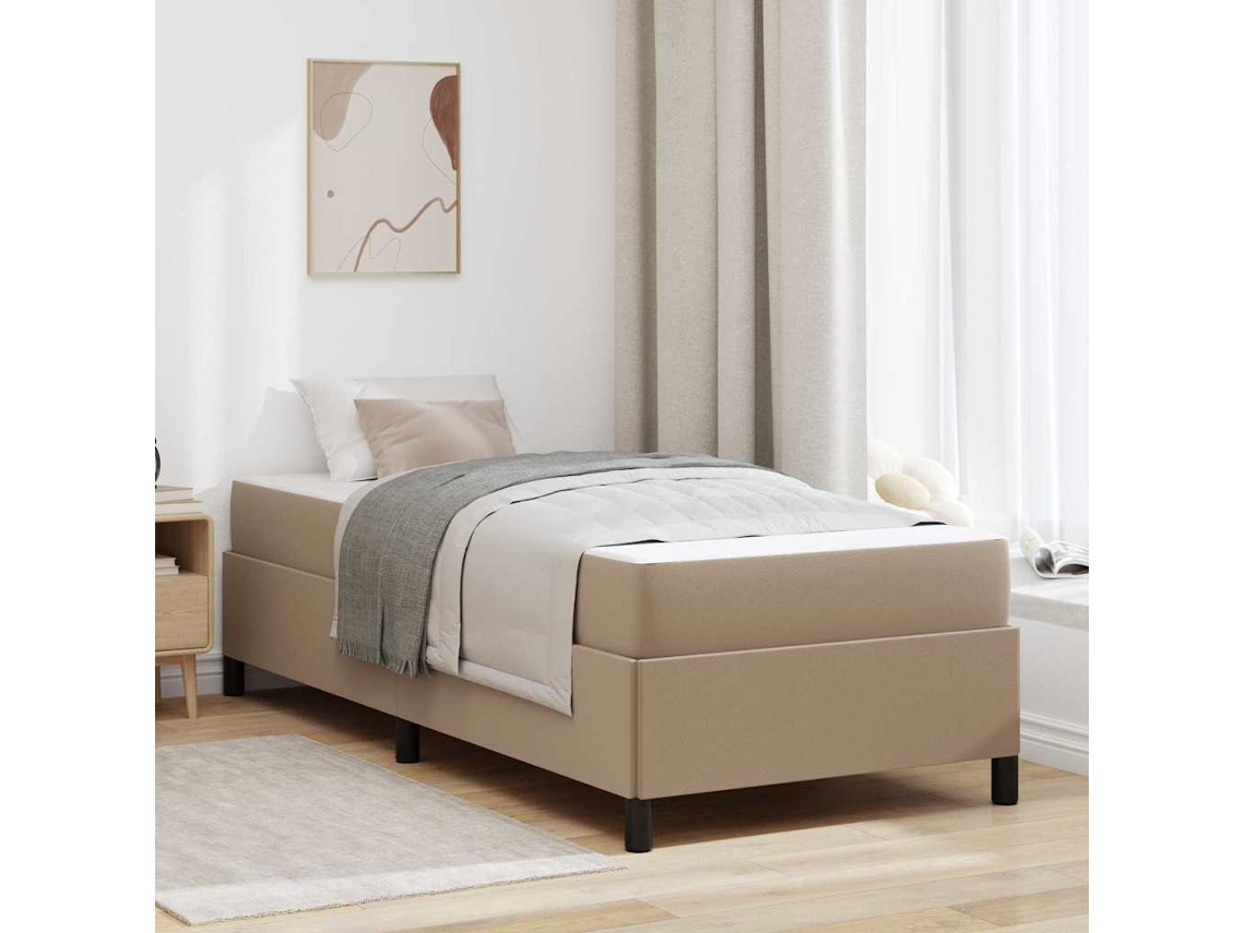 Vidaxl Estrutura Da Cama Com Colchão Cappuccino 90 X 200 Cm Tecido