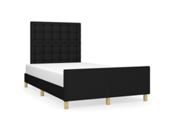 Conjunto 1 Estrutura De Cama Com Cabeceira Vidaxl Preto Tecido (193 X 123 X 128 Cm)