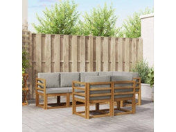 Vidaxl Conjunto De Sofás Para Exterior 7 Pcs Cinza Natural E Claro