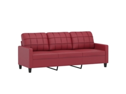 3-seater Sofa, 3-seater Sofas Vidaxl Vermelho Couro Artificial (n/a)