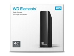 Disco HDD Externo WESTERN DIGITAL Elements (Preto - 4 TB - USB 3.0)