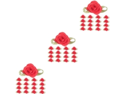 Rosas De Tecido Com Mini Laços E Fita Para Decoração, Acessórios De Vestuário, Costura Diy
