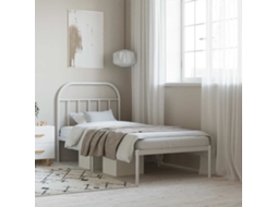 Vidaxl Estrutura De Cama Com Cabeceira 90x200 Cm Metal Branco