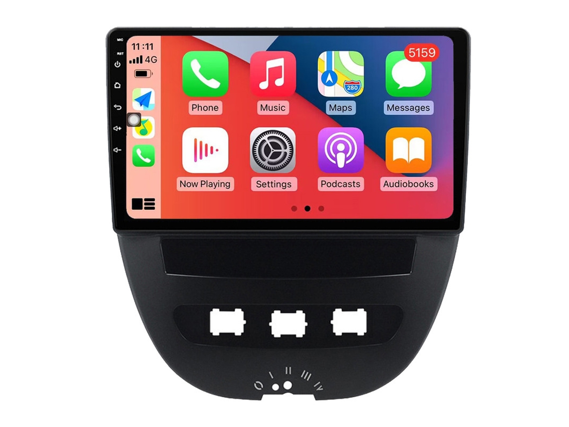 Auto Rádio Carro Bluetooth Autoradio 8GB RAM 128G ROM CarPlay Navegação GPS Ecrã Táctil RoverOne para Peugeot 107 para Toyota Aygo 2005-2014  