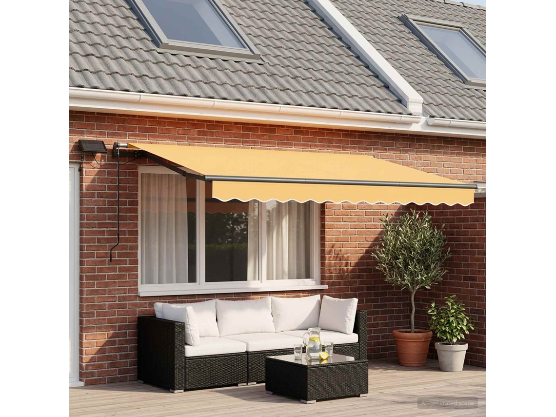 Vidaxl Toldo Retrátil Areia 400 × 350 Cm Tecido E Alumínio