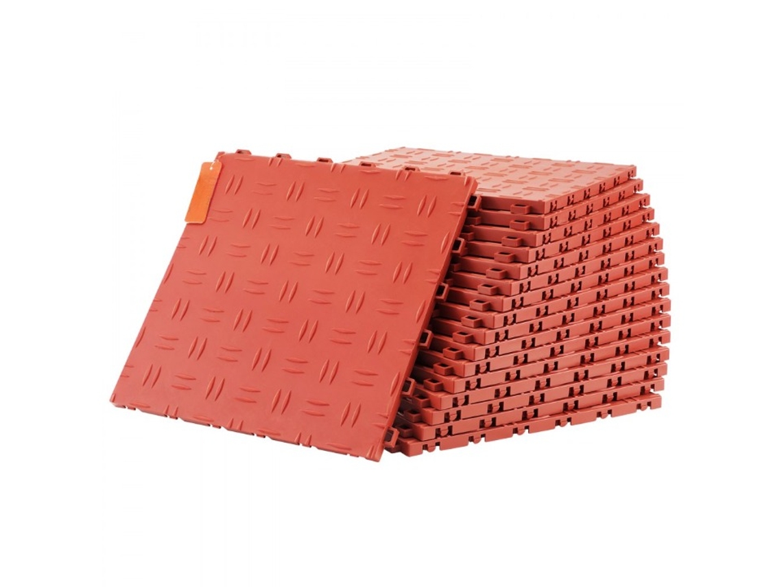 Conjunto De 25 Ladrilhos E Piso Modular Vermelho Para Garagem E Oficina Tekmaquinas