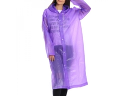 Capa de chuva reutilizável em EVA para adultos, jaqueta de chuva com capuz, poncho, cor clara, tamanho único, roxa.