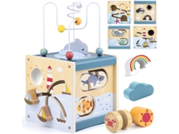 Cubo de Atividades de Madeira, Brinquedo Montessori para Crianças a Partir de 1 Ano GERTIZ