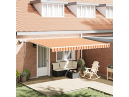 Vidaxl Toldo Retrátil Amarelo E Laranja 450 × 300 Cm Tecido E Alumínio
