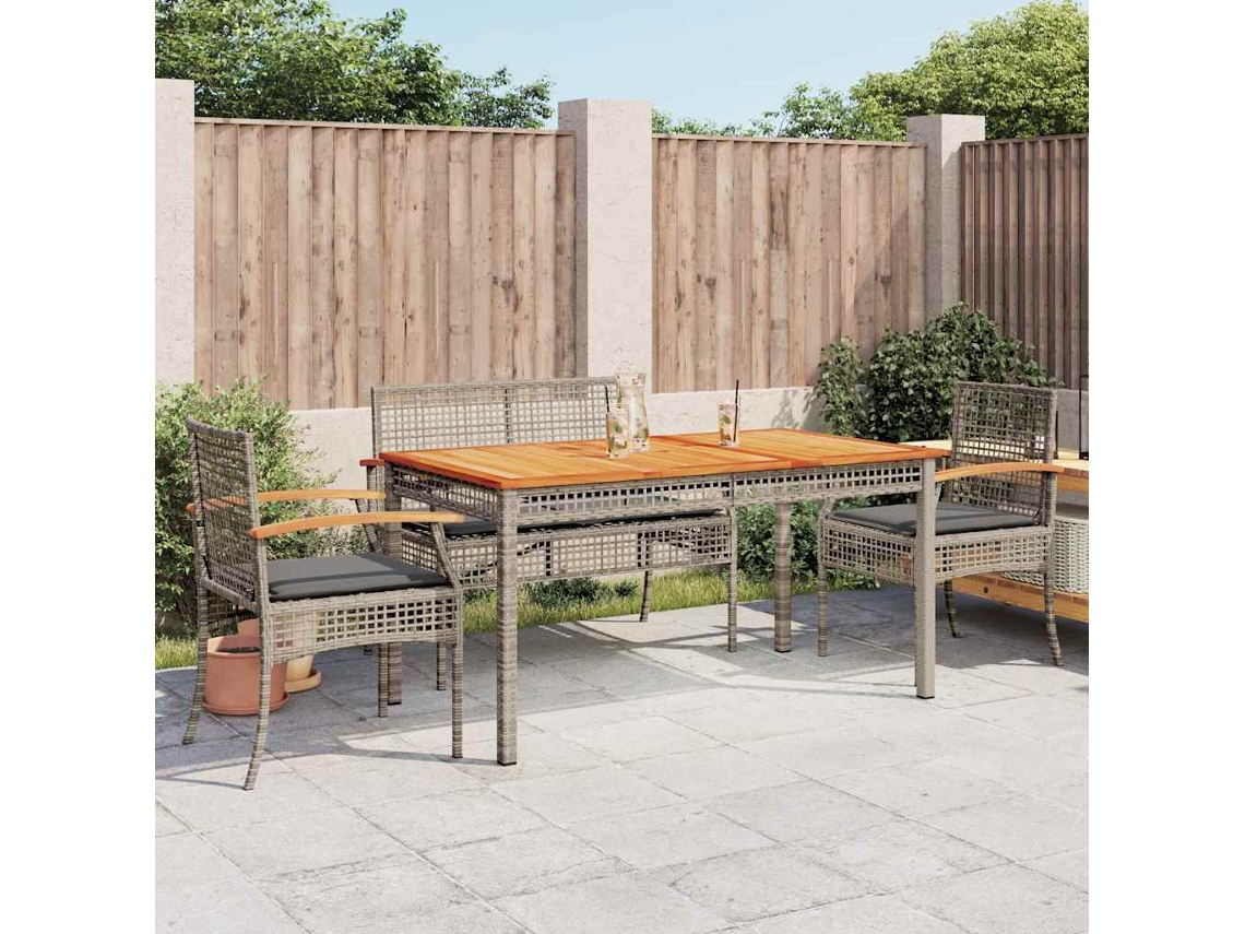Vidaxl 5 Pcs Conjunto De Jantar P/ Jardim C/ Almofadões Vime Pe Cinza