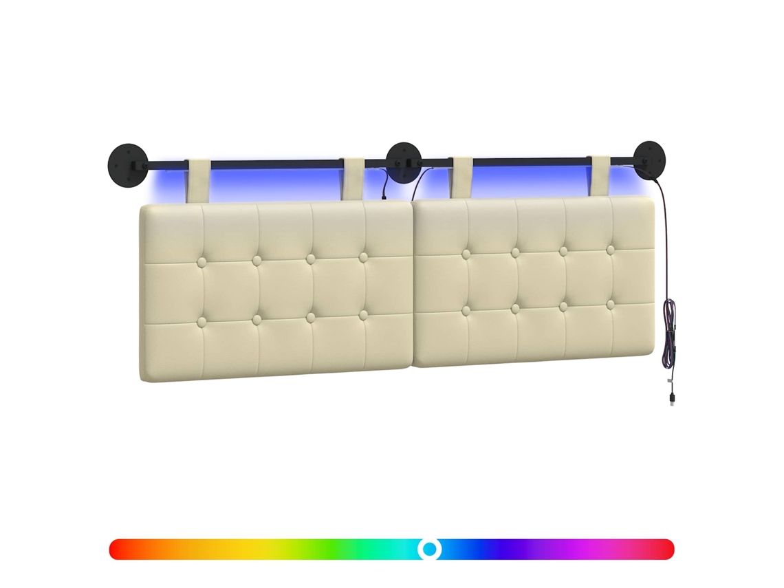 Conjunto 1 Cabeceira Suspensa Vidaxl Creme Couro Sintético (130 X 55 X 5 Cm)