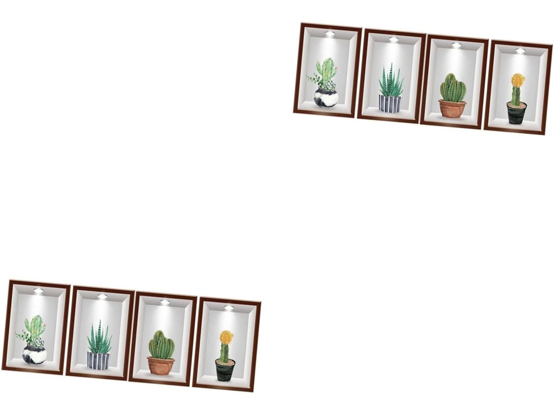 2 Folhas De Adesivos De Parede Removíveis E À Prova D'água Com Estampa De Cactos Para Decoração.