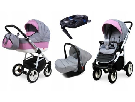 Carrinho de Bebé Multifuncional BABYLUX ALU WAY 2 Em 1 – Light pink - Ajustável e dobrável Construção leve em alumínio - Reversibilidade - Acessórios