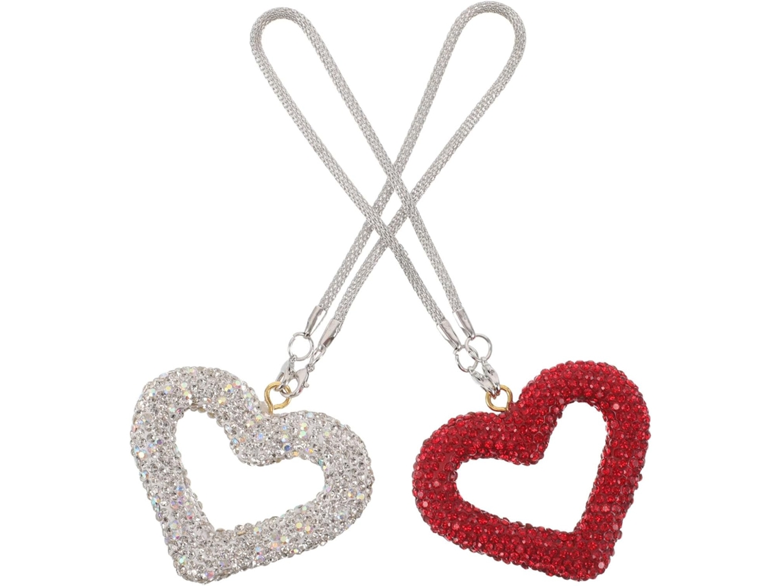 Conjunto De 2 Pingentes De Coração De Argila Com Strass E Efeito Brilhante, Fáceis De Usar.