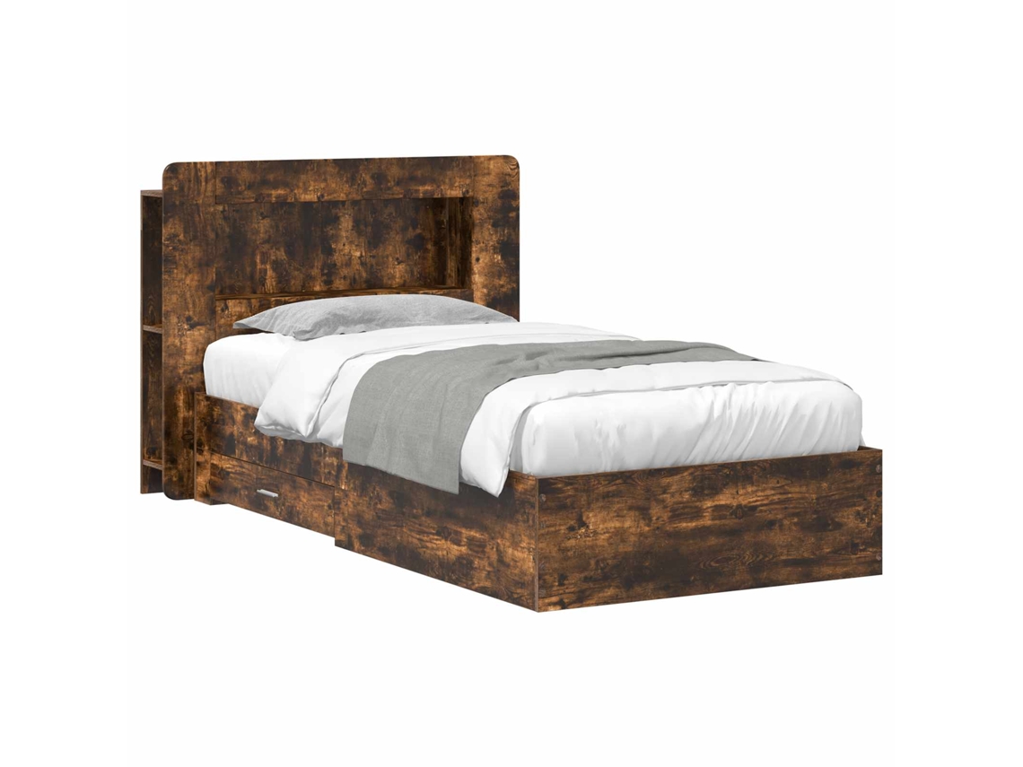 Vidaxl Estrutura De Cama Com Armazenamento Carvalho Fumado