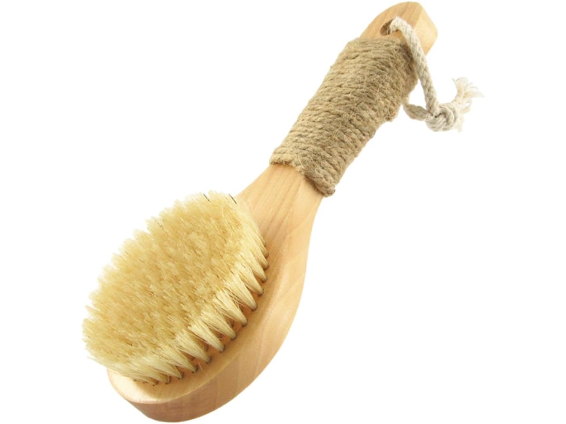 Escova De Banho Ganazono Para Esfoliação Suave E Pele Macia, 20cm, Madeira, Cerdas Naturais, Antiderrapante, Escova De