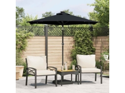 Vidaxl Guarda-sol Jardim C/ Leds E Poste De Aço 225x225x212 Cm Preto