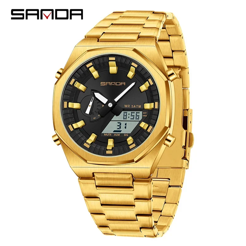 Relógio MDUG masculino esportivo casual à prova d'água, pulseira marrom, caixa prateada, mostrador branco