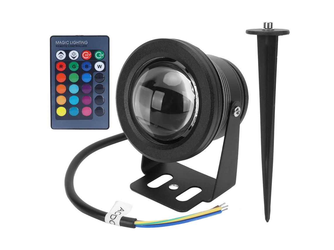 Lâmpada de Gramado RGB 10W 12V com Controle Remoto IP66 | S/MARCA