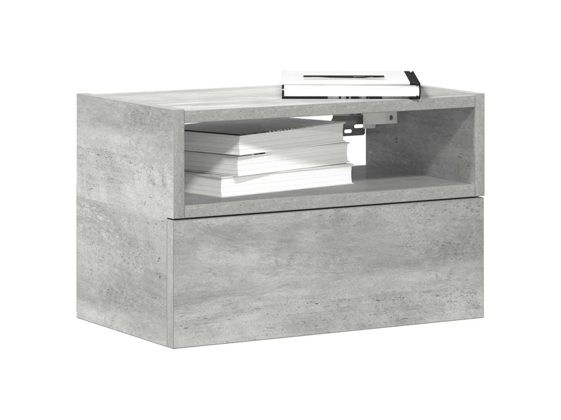 Vidaxl Mesa De Cabeceira De Parede 45x26x28,5 Cm Cinzento Cimento