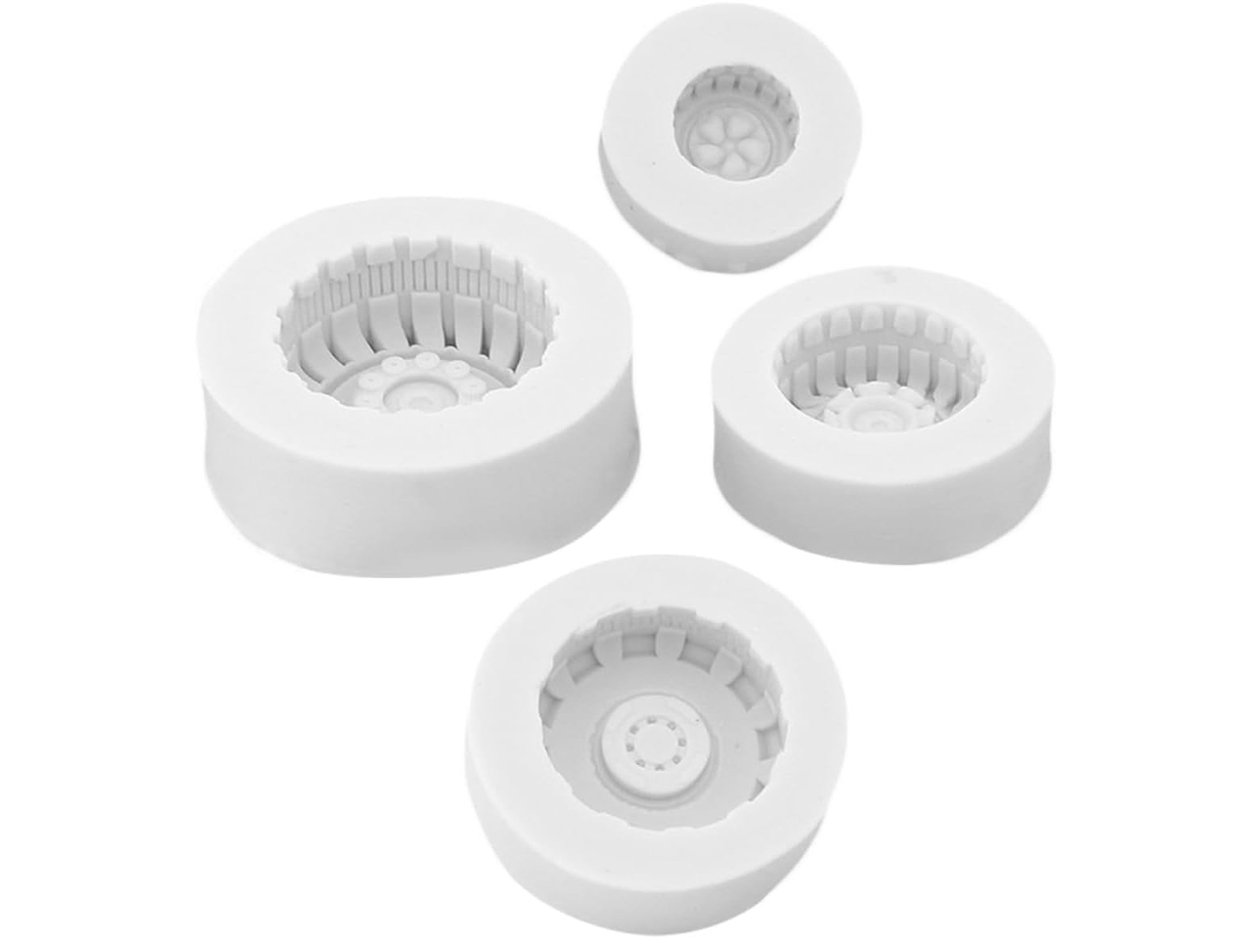 Conjunto De 4 Moldes De Silicone Para Pneus Redondos