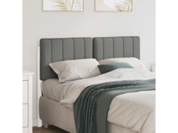 Vidaxl Cabeceira Estofada Com Cabeceira Branco E Cinza Claro 120 Cm