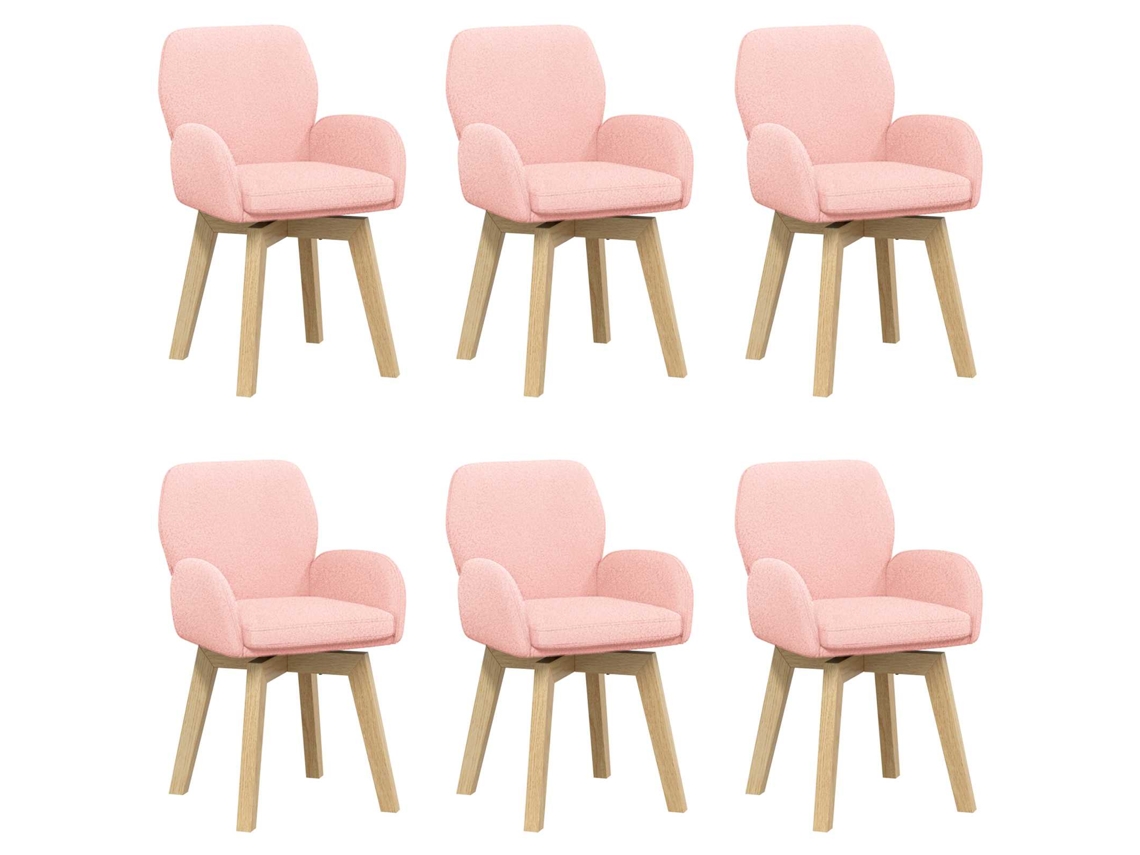 Maison Exclusive - Cadeiras De Jantar Giratórias 6 Unid. Bouclé Rosa