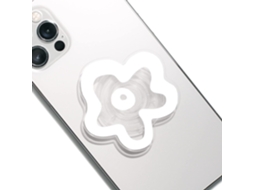 Suporte E Apoio Multifuncional Dobrável E Expansível Para Celular Em Formato De Flor De Acrílico, Branco.