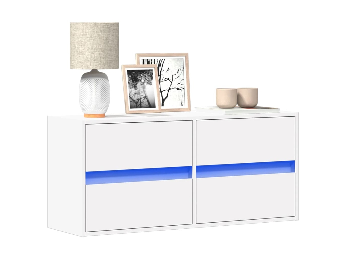 Vidaxl Móvel De Parede Para Tv Com Luzes Led 100x31x45 Cm Branco