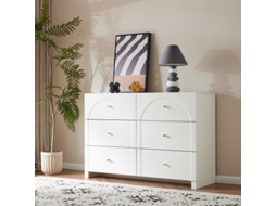 Cômoda com 6 Gavetas Branca para Sala e Quarto,82x120x40cm BTFORUS