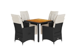 Maison Exclusive - 5 Pcs Conjunto De Jantar P/ Jardim C/ Almofadões Vime Pe Preto