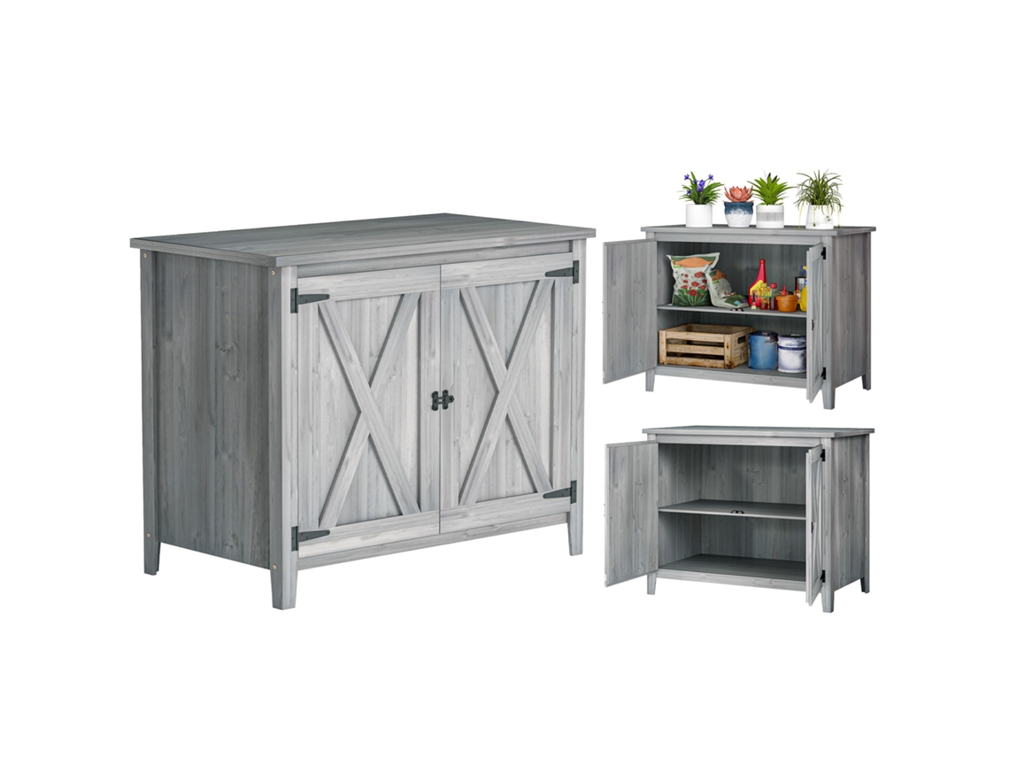 Gartenschrank. Holzschrank For Gartengeräte. Outdoor - Cabinet For Terrace. With Doppeltüren. Scheunendesign. Light