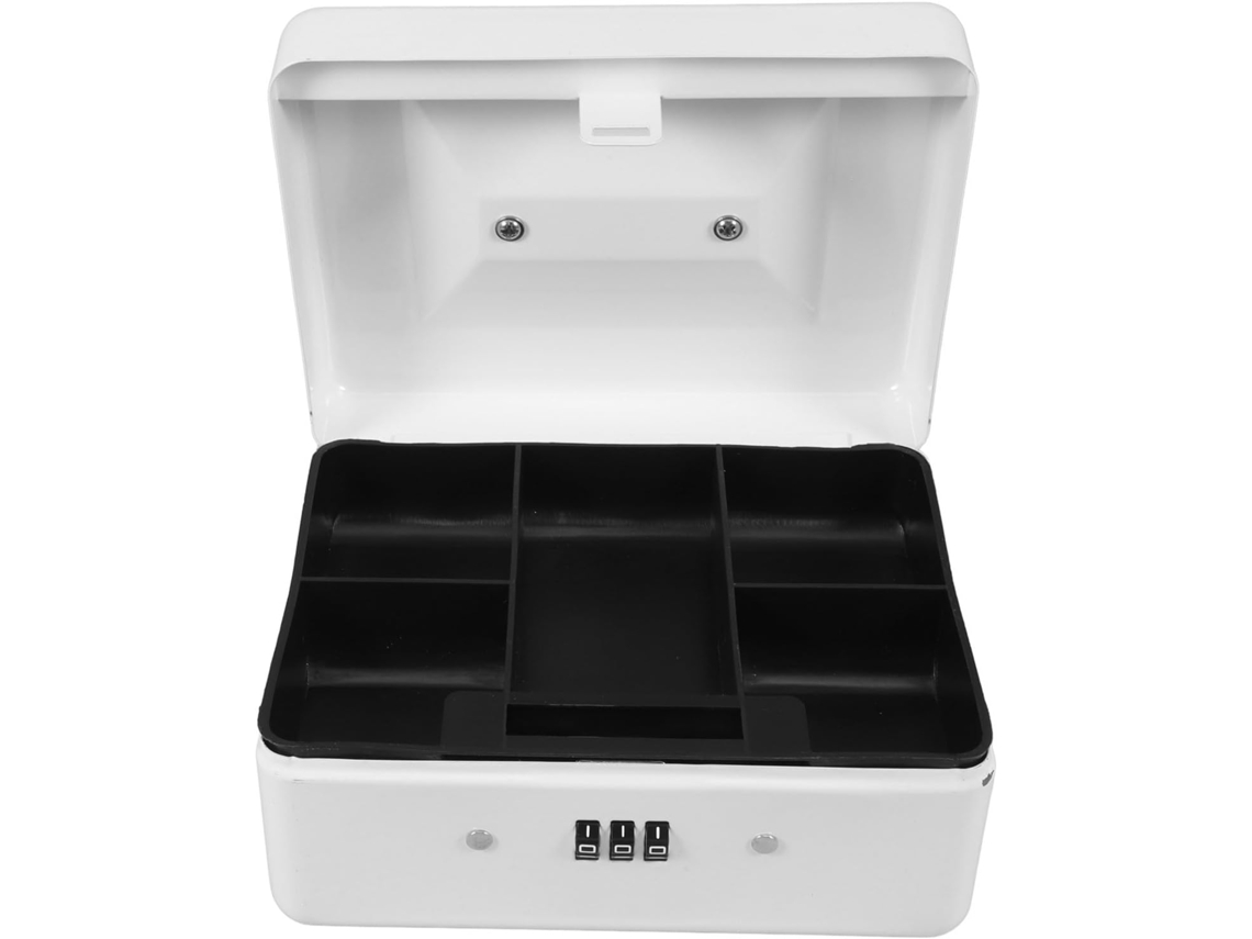 Cofre Pequeno de Metal Branco com Fechadura de Senha e Amplo Compartimento Secreto. SFUSHOS