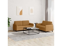 Vidaxl 2 Pcs Conjunto De Sofás Veludo Castanho