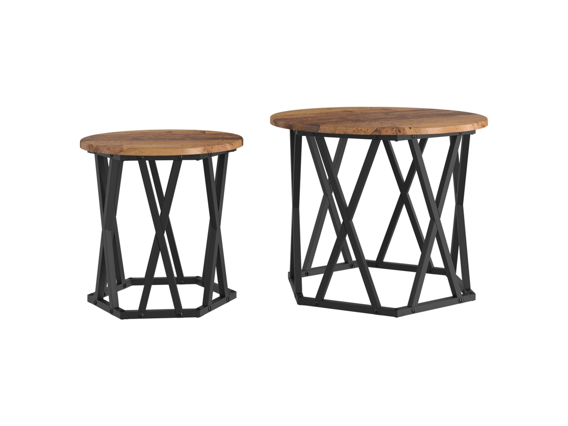 Conjunto 2 Mesa Lateral Moderna Vidaxl Castanho Derivados De Madeira (50 X 50 X 40 Cm)